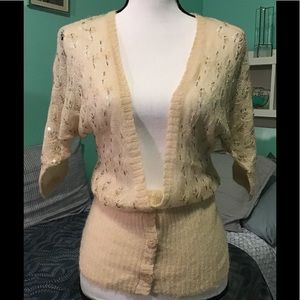 Ann Taylor Loft beige shiny cardigan. Size S